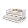 Sofa Cama Solteiro de Madeira com Cama Auxiliar + 2 Colchões - Branco - Branco - 4