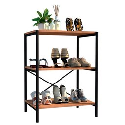 Sapateira Multiuso Hall de Entrada Padova 60cm 3 Prateleiras Demolição Preto - Abmaza - 1