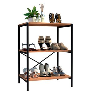 Sapateira Multiuso Hall de Entrada Padova 60cm 3 Prateleiras Demolição Preto - Abmaza