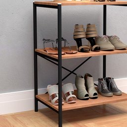 Sapateira Multiuso Hall de Entrada Padova 60cm 3 Prateleiras Demolição Preto - Abmaza - 3