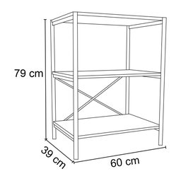 Sapateira Multiuso Hall de Entrada Padova 60cm 3 Prateleiras Demolição Preto - Abmaza - 4