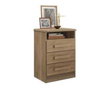 Mesa de Cabeceira 3 Gavetas Roma Noce Bronze - Lanza