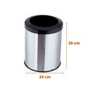 Ver imagem 2 de Lixeira Inox Aro Esmaltado 15 Litros Cozinha Banheiro Cesto - Preto