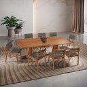 Ver imagem 1 de Sala de Jantar Mesa Noronha 220cm Madeira Tampo Barril Laminado com 8 Cadeiras Eva