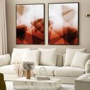 Ver imagem 1 de Kit Quadro Decorativo 2 Telas Geométrico Vermelho TaColado Moldura Caixa 3cm Madeira sem Vidro 80 x