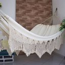 Ver imagem 2 de Rede de Dormir Descanso Casal Ostra Bege/crua Algodão Luxo