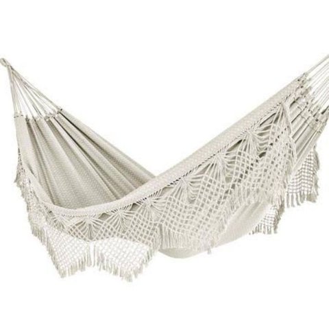 Rede de Dormir Descanso Casal Ostra Bege/crua Algodão Luxo