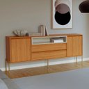 Ver imagem 1 de Buffet Balcão Florença 184cm Mdf Freijó Off White com 2 Portas 2 Gavetas e Nicho Dalla Costa