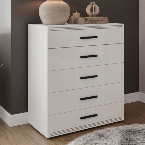 Cômoda Valência 5 Gavetas Branco - Politorno