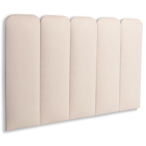 Cabeceira Solteiro Kit 5 Placas Modelo Arredondada - Suede Creme / Off White