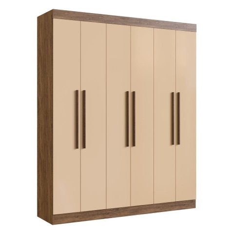 Guarda-roupas Casal Mdf 6 Portas 2 Gavetas Multimóveis Cr35201 Castanho/nude Castanho/nude