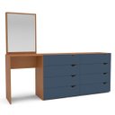 Ver imagem 2 de Cômoda Penteadeira Porto 8 Gavetas com Espelho 209x160cm Azul/Freijó 240891