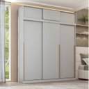 Ver imagem 1 de Guarda-Roupa Planejado 2 Peças 6 Portas de Correr Jade CabeCasa MadeiraOriginals Cinza