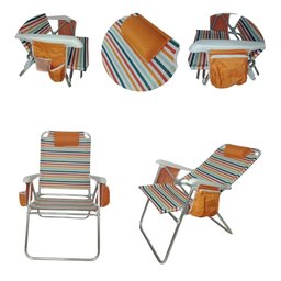 Cadeira Reclinável de Praia Alta Capri Camping Piscina (laranja Listrado) - 3