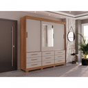 Ver mais imagens de Guarda-Roupa New Star 3 Portas 9 Gavetas com Espelho Salleto Cinamomo/Off White