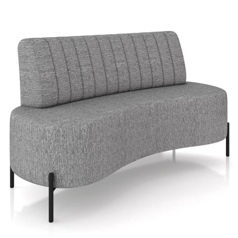 Sofá Chaise 2 Lugares Sala Living 160cm Pés Industrial Cayman K01 Linho Cinza Lyam Decor
