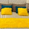 Peseira Premium Pelúcia Pelo Alto Parta Cama de Casal Comum 1,60mx50cm: Amarelo - 2