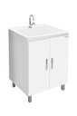 Ver imagem 1 de kit Lavanderia 55 litros com Apoio - Gabinete MDF e Tanque Mármore Sintético - Fabribam Gabinetes