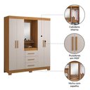 Ver imagem 3 de Guarda-roupa 4 Portas Nt 5015 Freijó com Off White - Notável