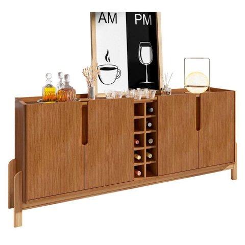 Buffet Solar 2 Portas com Adega 2 Prateleiras MDP-MDF 190cm Cedro Casa D Móveis