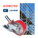 Ver imagem 5 de Kit 2 Rodízios Giratórios Roda Metálica Borracha Andaime 6" Trava Freio 800 Kg Reforçado Vermelho