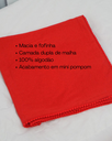 Ver imagem 4 de Manta Cueiro Bebê Malha com Pompom 70x80cm: Vermelho