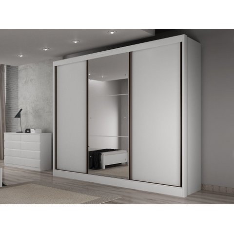 Guarda-Roupa Diamond 6 Gavetas com 1 Porta Espelhada Neve Novo Horizonte