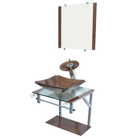 Gabinete de Vidro 40cm para Banheiro Cuba Chanfrada Marrom - Dahora