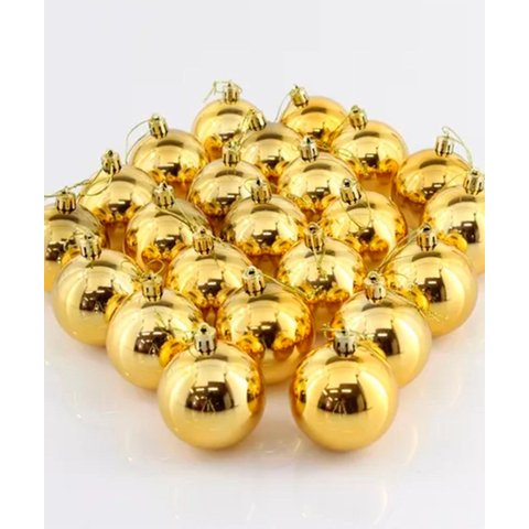 Bolas Dourada Brilhantes Enfeite Árvore Natal Kit 16PÇS 70mm