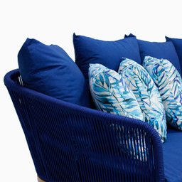 Sofá 3 Lugares em Corda Náutica e Alumínio e Pés de Madeira - Trama Moveis - 3