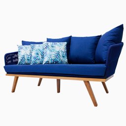 Sofá 3 Lugares em Corda Náutica e Alumínio e Pés de Madeira - Trama Moveis - 6