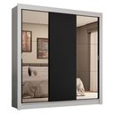 Ver imagem 3 de Guarda-roupa Casal 3 Portas de Correr com Espelhos 4 Gavetas Branco/preto Sublime Plus Madesa