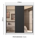 Ver imagem 4 de Guarda-roupa Casal 3 Portas de Correr com Espelhos 4 Gavetas Branco/preto Sublime Plus Madesa