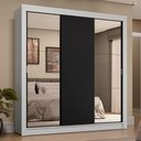 Ver imagem 1 de Guarda-roupa Casal 3 Portas de Correr com Espelhos 4 Gavetas Branco/preto Sublime Plus Madesa