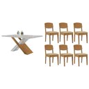 Ver imagem 1 de Conjunto: Mesa Sala Jantar Imperatriz Curvo 180cm + 6 Cadeiras Havana Naturale/off White - Suede