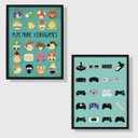 Ver imagem 1 de Kit 2 Quadros Gamer - Controles 24x18cm - com Vidro:moldura Preta