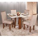 Ver imagem 3 de Conjunto Mesa Retangular Beatriz - Freijó e Off White - Asgard Bege