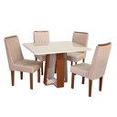 Ver imagem 1 de Conjunto Mesa Retangular Beatriz - Freijó e Off White - Asgard Bege