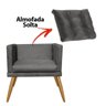 Kit Poltrona E Namoradeira Sofá Kim Luxo Confort Com Almofada Solta Pé Castanho Suede Cinza - 2
