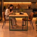 Ver imagem 4 de Mesa de Jantar Reforçada Industrial 100x70cm Tampo Bege Pés Verde