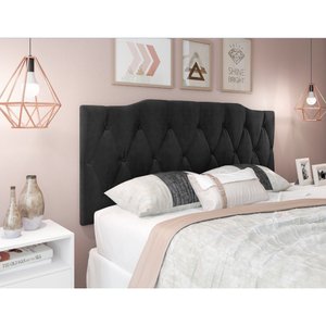 Cabeceira Suspensa Marca Bigsono Nicole Preto Casal 1.40 X 0,55 X 0,05