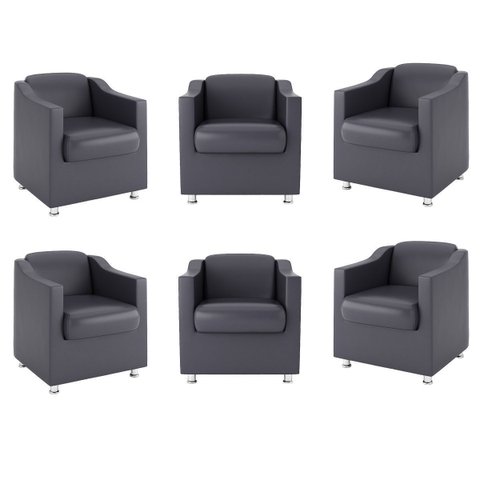 Kit 6 Poltronas Tilla para Salão Recepção – Balaqui Decor Cor:courino Cinza
