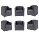 Ver imagem 1 de Kit 6 Poltronas Tilla para Salão Recepção – Balaqui Decor Cor:courino Cinza
