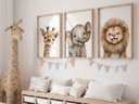 Ver imagem 2 de Kit 3 Quadros Animais Baby Safari Sorrindo Quarto Infantil Bebê