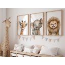 Ver imagem 2 de Kit 3 Quadros Animais Baby Safari Sorrindo Quarto Infantil Bebê