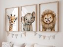 Ver imagem 1 de Kit 3 Quadros Animais Baby Safari Sorrindo Quarto Infantil Bebê