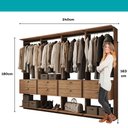 Ver imagem 7 de Guarda-Roupas Closet Modulado Alasca 240cm 4 Peças com 8 Gavetas e Cabideiros Freijó Carraro