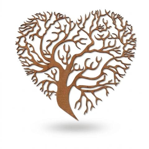 Quadro Decorativo Parede Árvore da Vida Coração Vazado Mdf Decoração Sala Quarto Casal Luxo