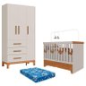 Berço Americano Mini Cama com Gaveta Antonella e Guarda Roupa 3 Portas Pega Pega Off White Caramelo  - 1