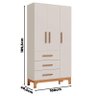 Berço Americano Mini Cama com Gaveta Antonella e Guarda Roupa 3 Portas Pega Pega Off White Caramelo  - 3